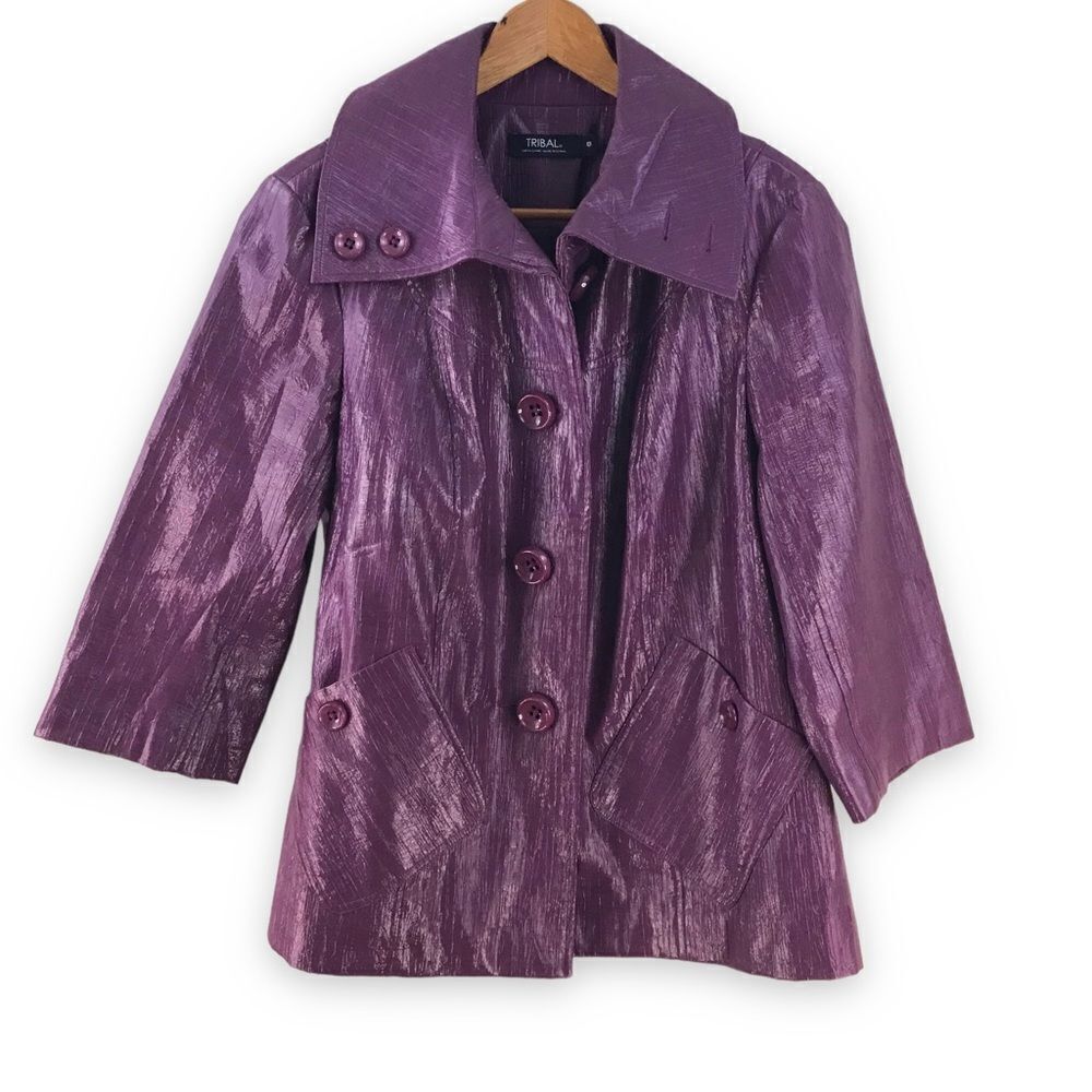 Tribal shiny eggplant jacket size 8